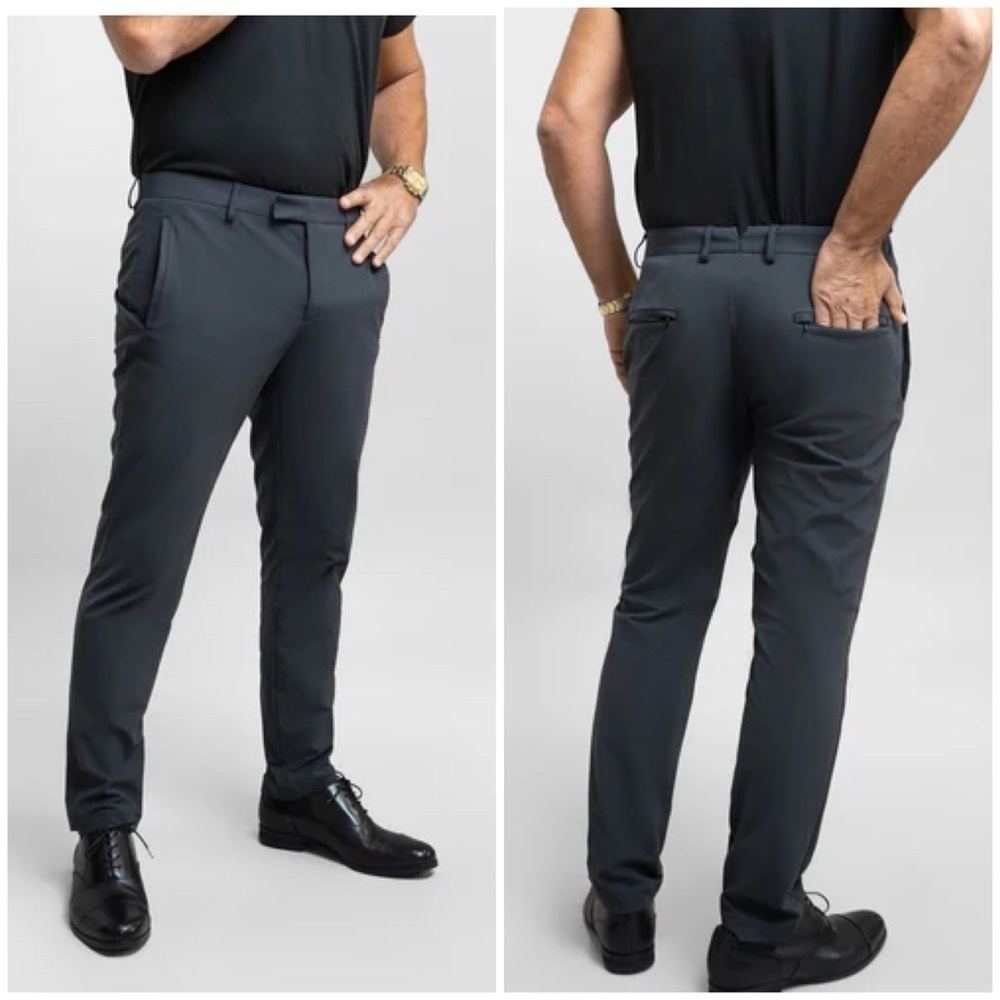 Sene Mens Soho Flex Dress Pants Slacks Golf Sport Tech Stretch Gray 46 X 39"